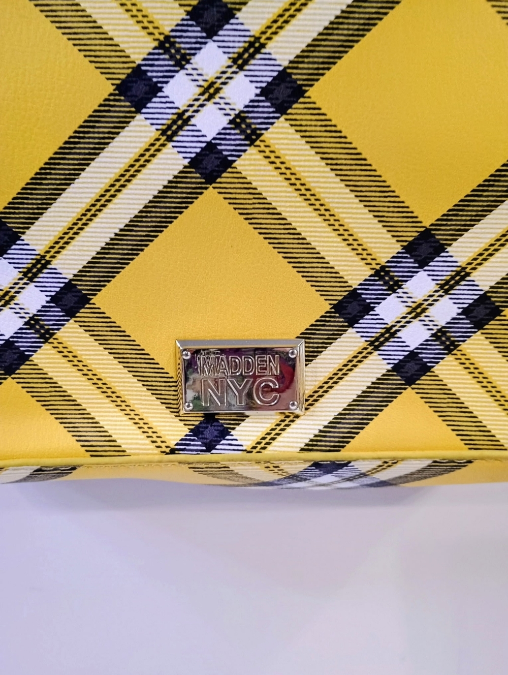 Steve Madden Yellow Plaid Mini Crossbody Bag with Chain Strap - Picture 5 of 8